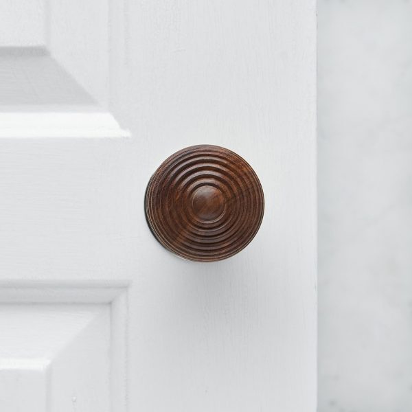 Rosewood Beehive Knobs (Pair) - Nickel Collar & Rose - Image 2