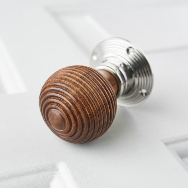 Rosewood Beehive Knobs (Pair) - Nickel Collar & Rose - Image 3