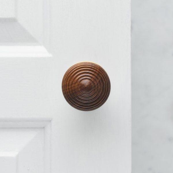 Rosewood Beehive Door Knobs (Pair) - Aged Brass Collar & Rose - Image 2