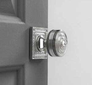 Georgian Decorated Rose Door Knobs (Pair) - Nickel