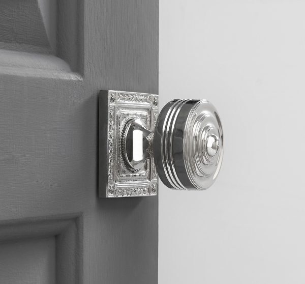 Georgian Decorated Rose Door Knobs (Pair) - Nickel