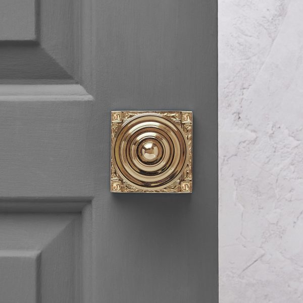 Georgian Decorated Rose Door Knobs (Pair) - Brass - Image 3