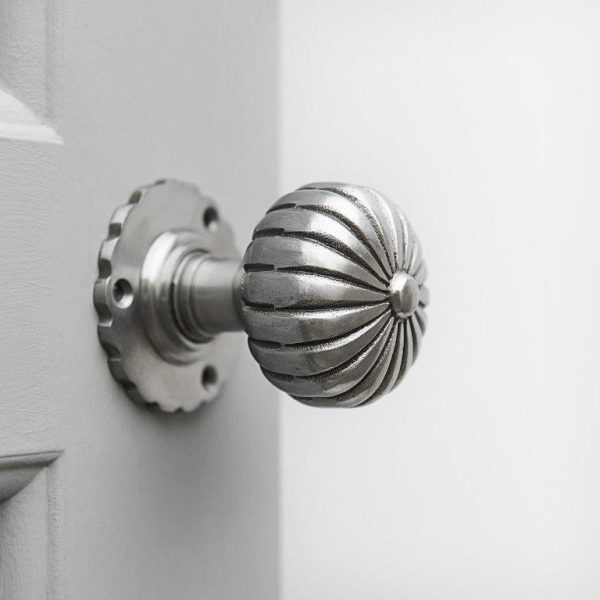 Hand Forged Flower Door Knobs (Pair) - Pewter