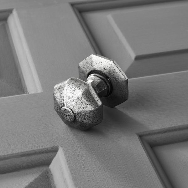 Hand Forged Octagonal Door Knobs (Pair) - Pewter - Image 3