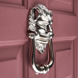 Large Lions Head Door Knocker - Satin Nickel