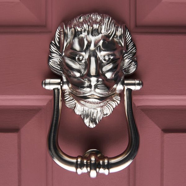 Large Lions Head Door Knocker - Satin Nickel - Image 2