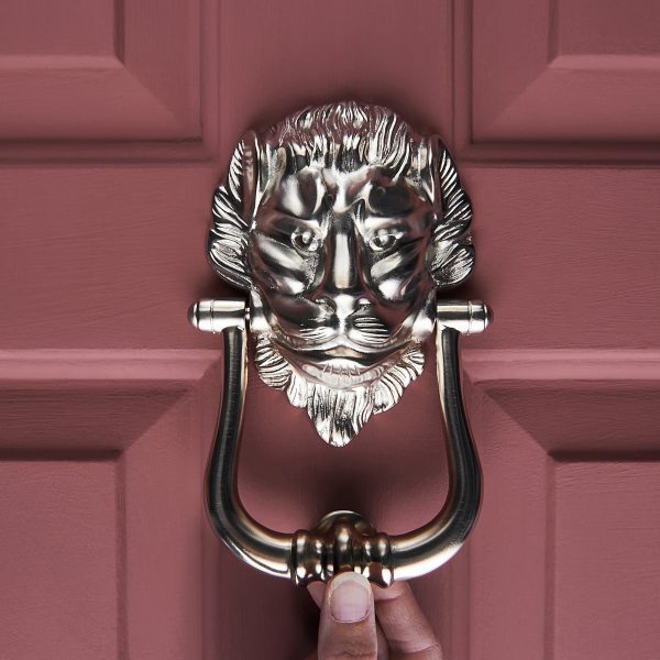 Large Lions Head Door Knocker - Satin Nickel - Image 3