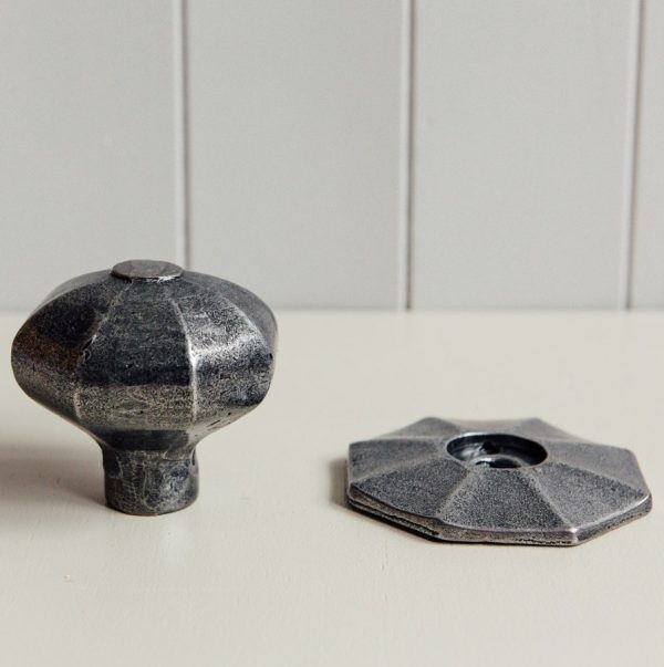 Hand Forged Octagonal Large Door Knobs (Pair) - Pewter - Image 2