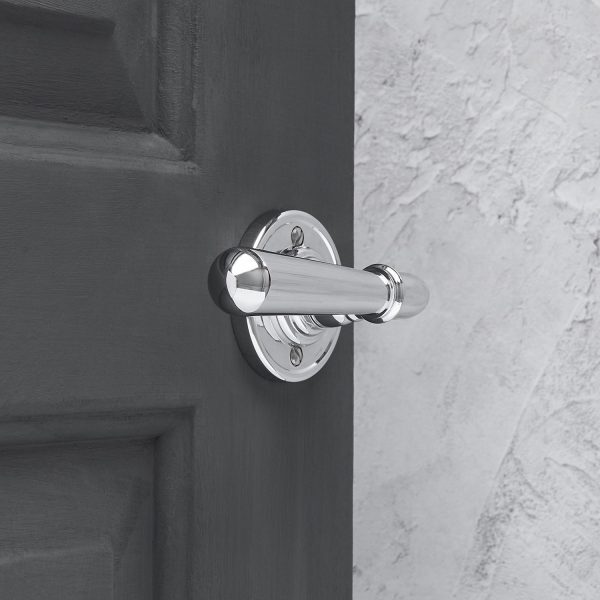Newbury Lever on Rose (Pair) - Polished Chrome - Image 2