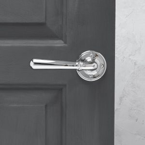 Newbury Lever on Rose (Pair) - Polished Chrome