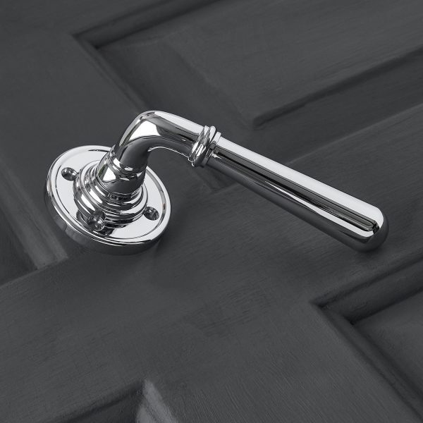 Newbury Lever on Rose (Pair) - Polished Chrome - Image 3