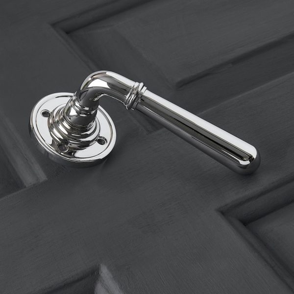 Newbury Lever on Rose (Pair) - Polished Nickel - Image 3