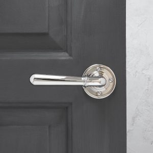 Newbury Lever on Rose (Pair) - Polished Nickel