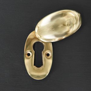 Period Oval Escutcheon & Cover - Polished Brass