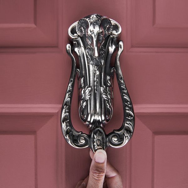 Rams Head Door Knocker - Aged Nickel - Image 3