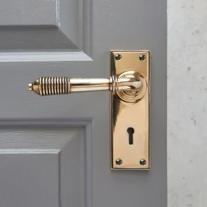 Reeded Lever Lock Set (Pair) - Brass
