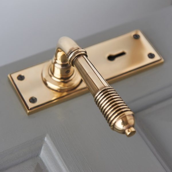 Reeded Lever Lock Set (Pair) - Brass - Image 3