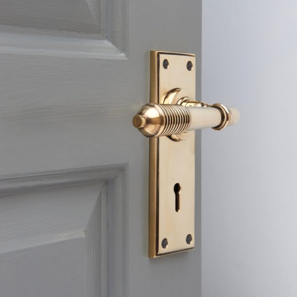 Reeded Lever Lock Set (Pair) - Brass - Image 2