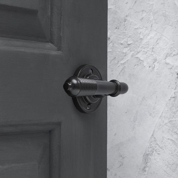 Reeded Lever on Rose (Pair) - Aged Bronze - Image 2