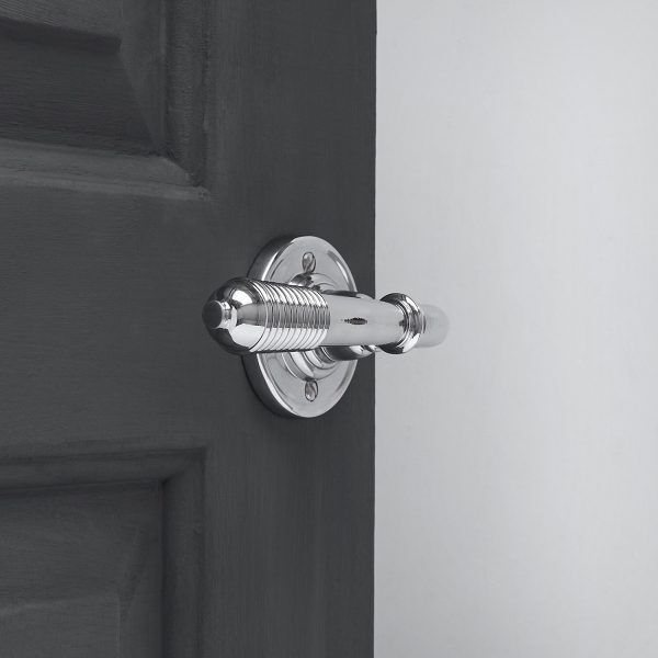 Reeded Lever on Rose (Pair) - Polished Chrome - Image 2