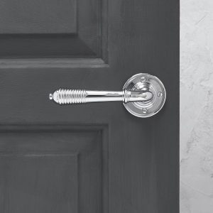 Reeded Lever on Rose (Pair) - Polished Chrome