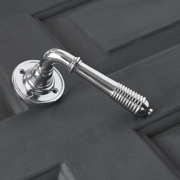 Reeded Lever on Rose (Pair) - Polished Chrome - Image 3