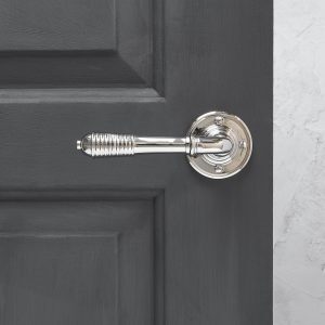 Reeded Lever on Rose (Pair) - Polished Nickel