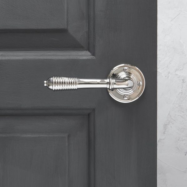 Reeded Lever on Rose (Pair) - Polished Nickel