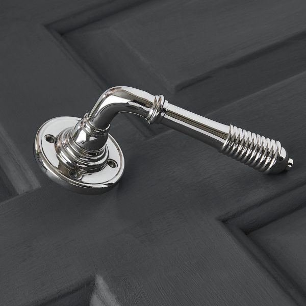 Reeded Lever on Rose (Pair) - Polished Nickel - Image 3