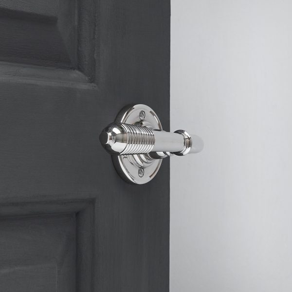 Reeded Lever on Rose (Pair) - Polished Nickel - Image 2