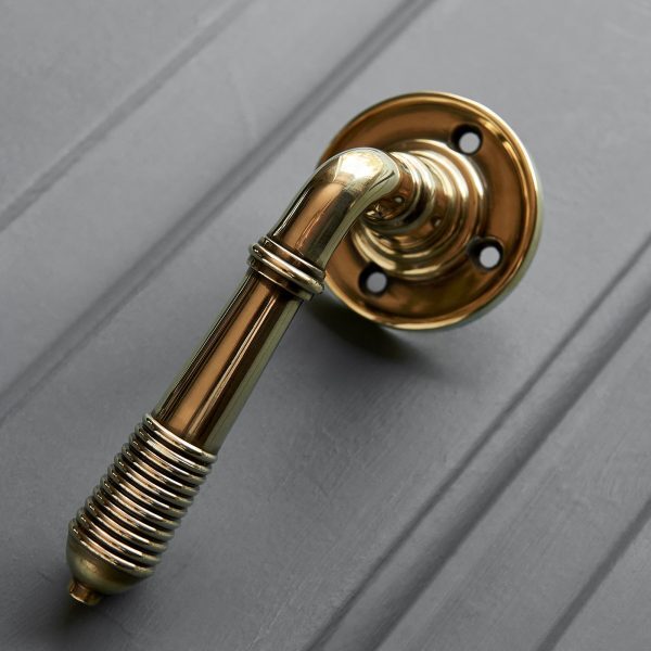 Reeded Lever on Rose (Pair) - Aged Brass - Image 4