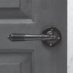 Reeded Lever on Rose (Pair) - Aged Bronze
