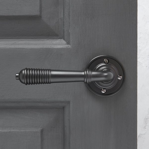 Reeded Lever on Rose (Pair) - Aged Bronze
