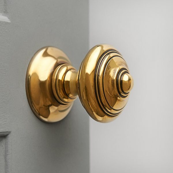 Regency-Style Concealed Screw Door Knobs (Pair) - Brass