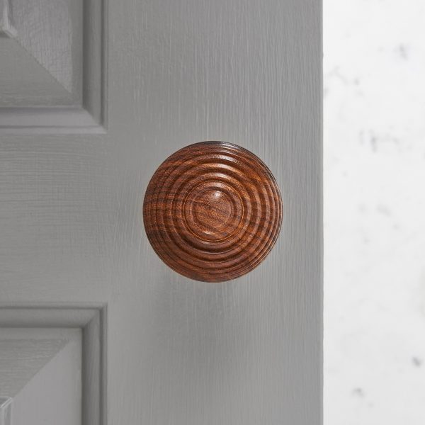 Rosewood Beehive Knobs (Pair) - Polished Brass Collar & Rose - Image 2