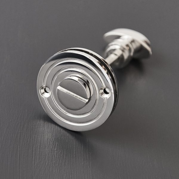 Round Bathroom Turn & Release - Polished Nickel