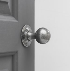 Hand Forged Round Door Knobs (Pair) - Pewter