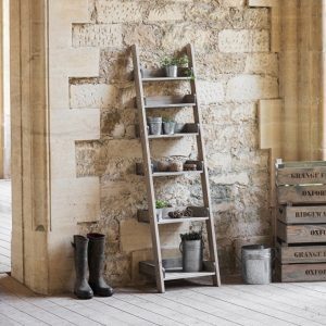 Rustic Wooden Shelf Ladder