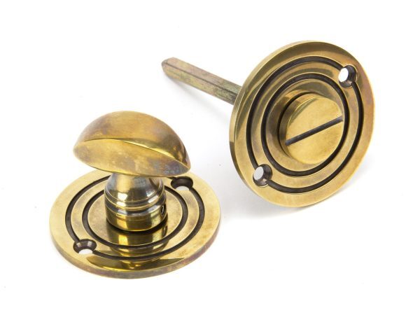 Round Bathroom Turn And Release - Aged Brass - Image 2