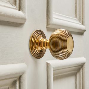 aged brass beehive centre door knob