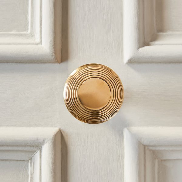 aged brass beehive centre door knob