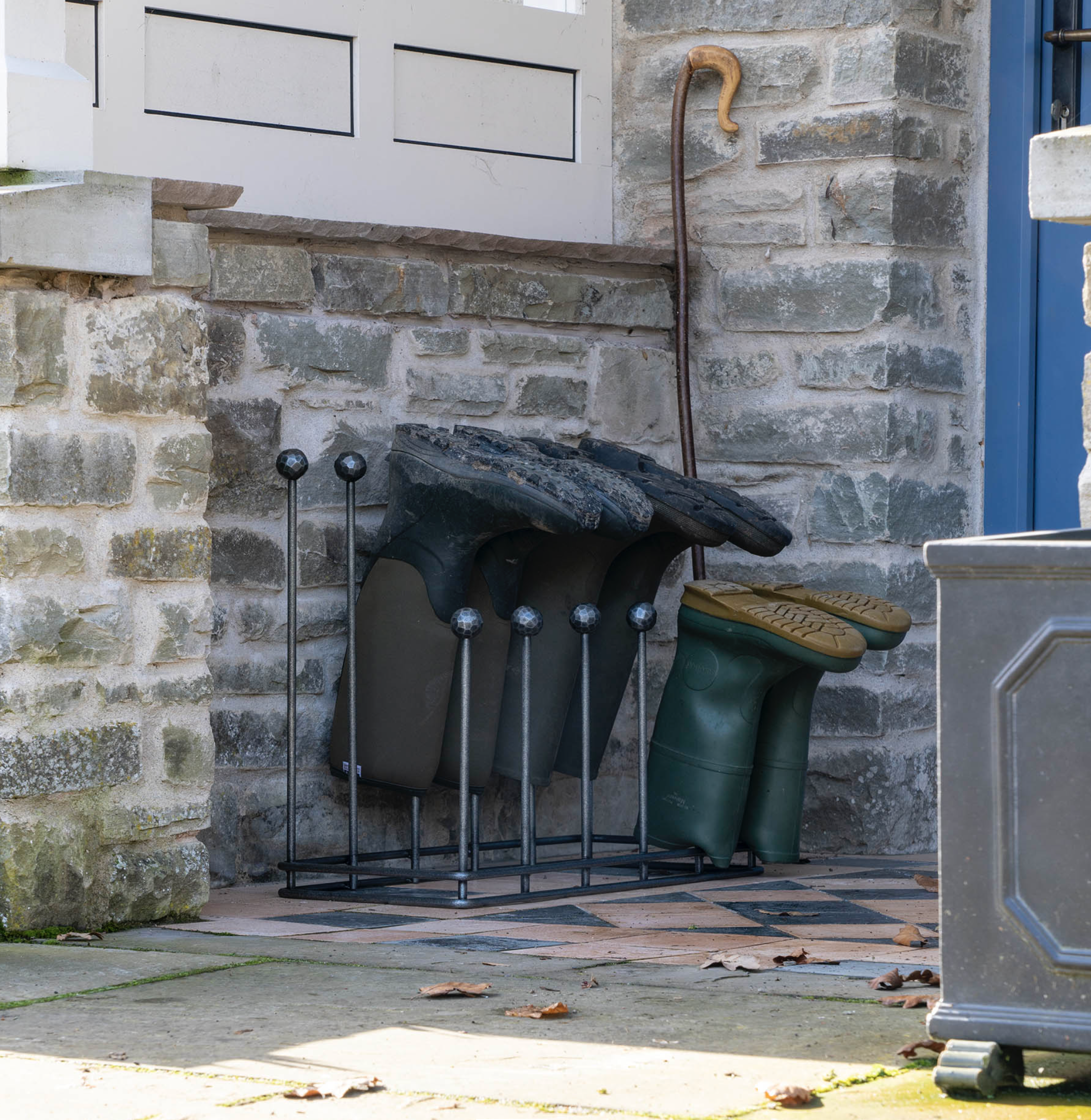 pewter six pair boot rack