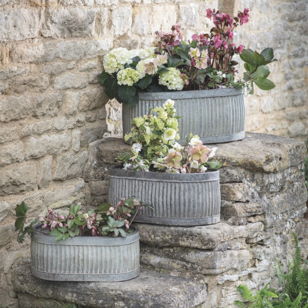 Set of 3 Oval Trough Planters
