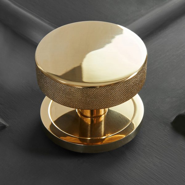 knurled centre door knob polished brass