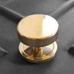 knurled centre door knob polished brass