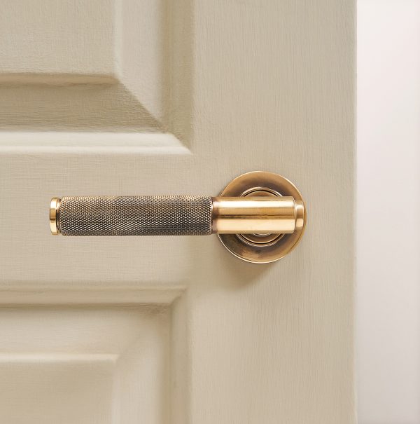 knurled lever handle aged brass