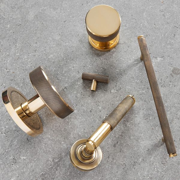 aged brass brompton mortice/rim knob set (plain)