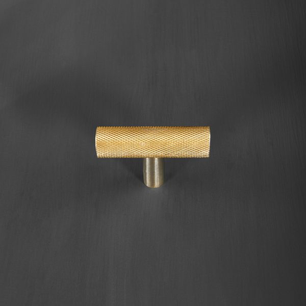 knurled t bar polished brass