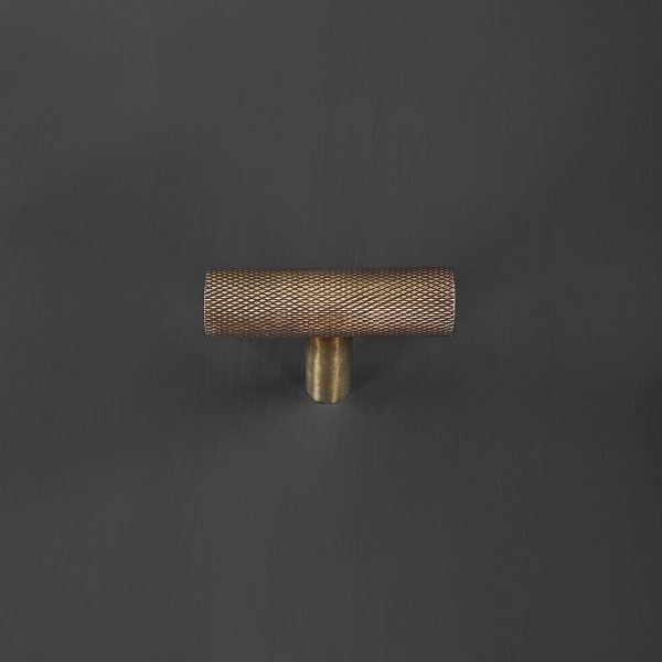 knurled t bar aged brass