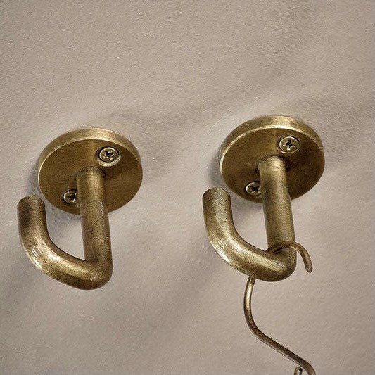 Brass Ceiling Hooks - Set of 2